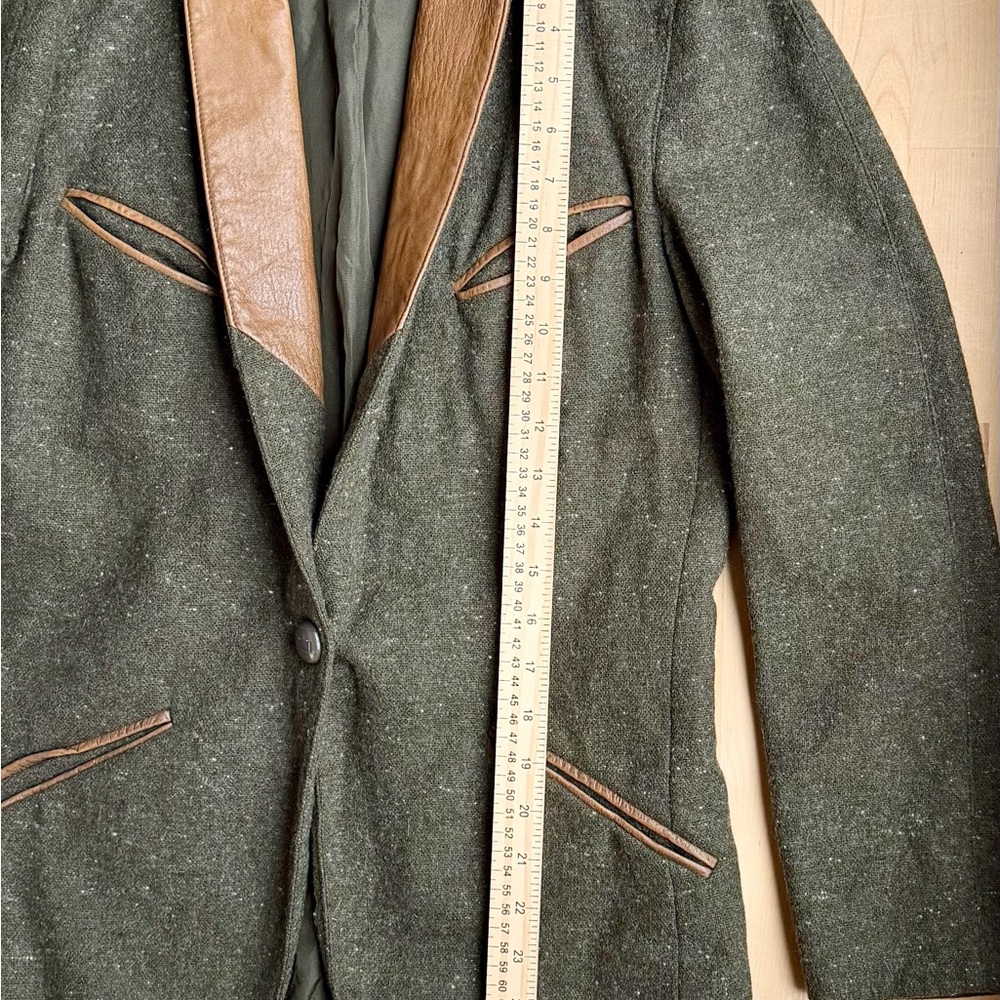 Vintage SEELER West Germany Wool Jacket Nappa Leather Field Coat Trachten Blazer - Picture 12 of 16